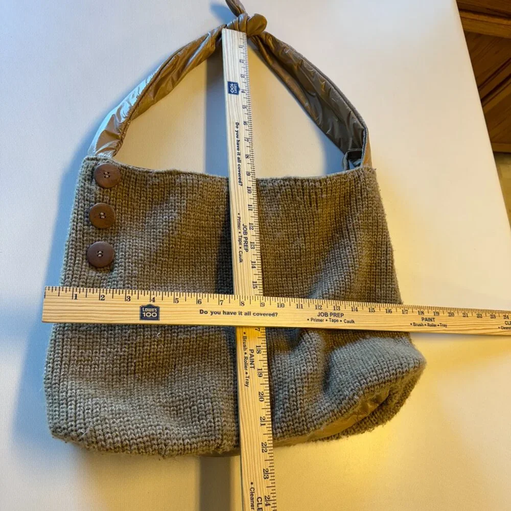 Aldo Hobo Purse Brown Knit Faux Crinkle Leather Shoulder Strap Boho